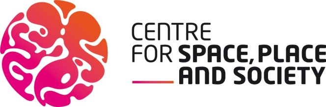 Logo CSPS Centre for Space, Place and Society (CSPS) in pink and orange